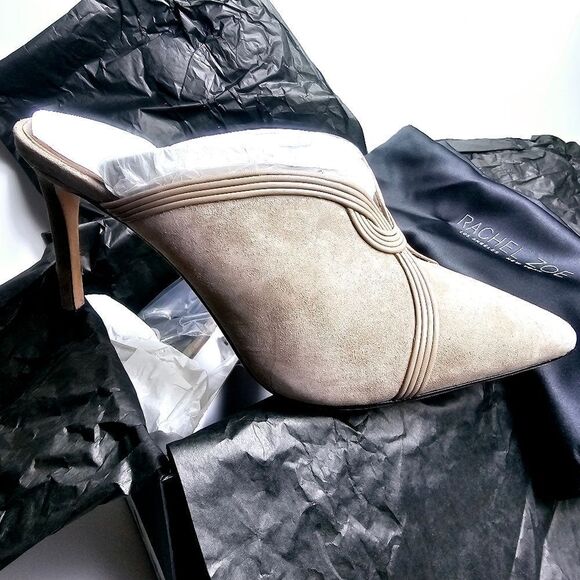 NEW Rachel Zoe Suede Lianne Taupe Mules Size 9 - Picture 4 of 8